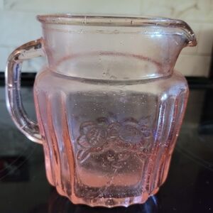 Vintage Pink Depression Glass Pitcher-Mayflower Design